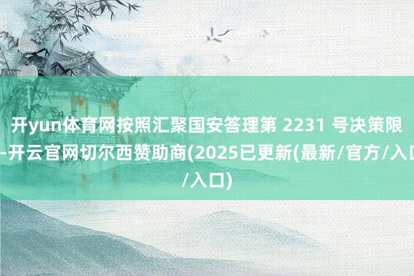 开yun体育网按照汇聚国安答理第 2231 号决策限定-开云官网切尔西赞助商(2025已更新(最新/官方/入口)