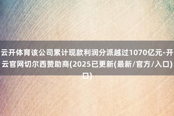云开体育该公司累计现款利润分派越过1070亿元-开云官网切尔西赞助商(2025已更新(最新/官方/入口)